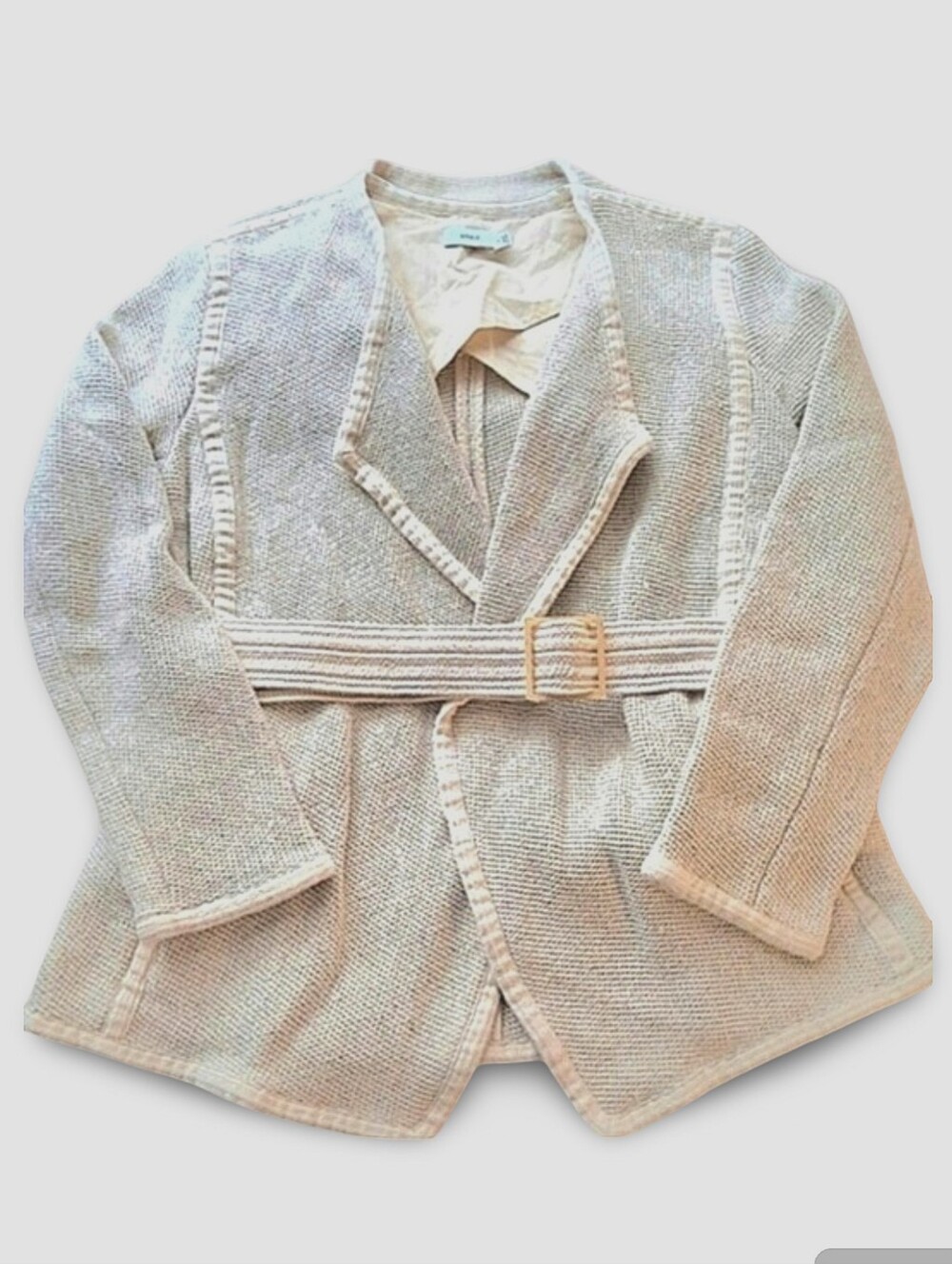 Vince Tweed Effect Wrap Jacket w/Belt, Cream/Beige Sz Medium Beauty!